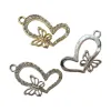 Gold diamond-encrusted heart-shaped butterfly pendant, silver diamond-encrusted hollow butterfly pendant Item Picture